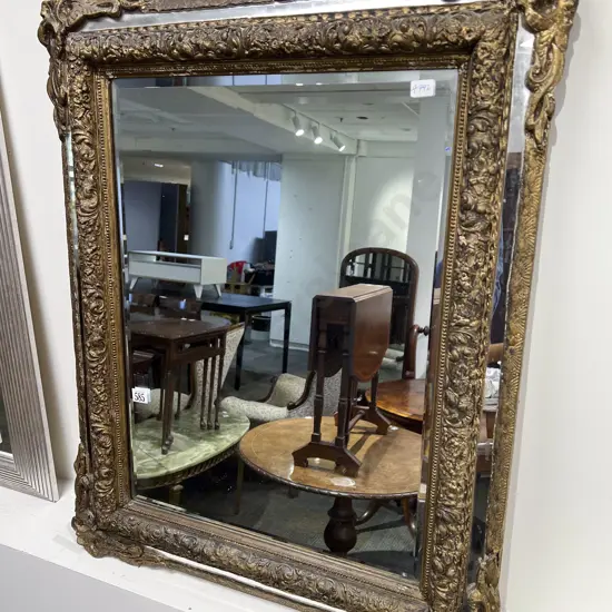 Victorian Gilt Framed Mirror with Carved Decorations