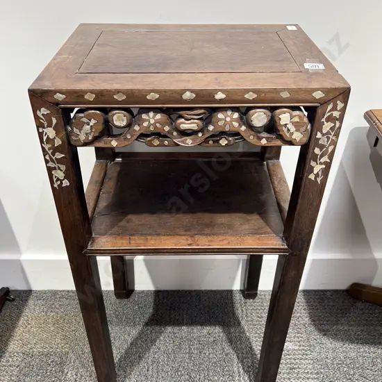 Chinese Padoukwood & Inlaid Jardiniere Stand