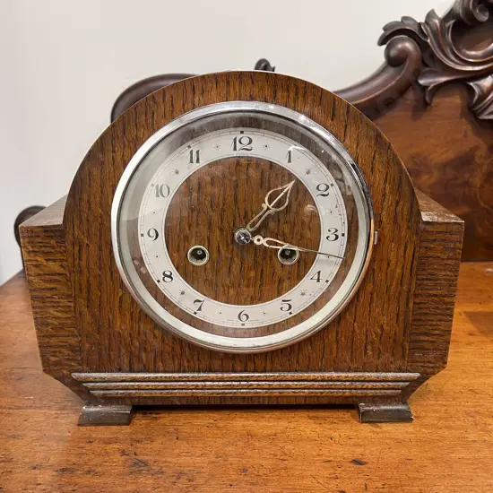 Edwardian Oak Mantle Clock