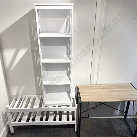Open Bookshelf with Shoe Rack and other