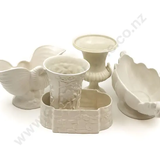 Five Assorted White Glazed Vases