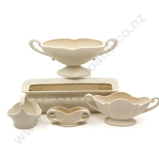 Five Assorted White Glazed Vases