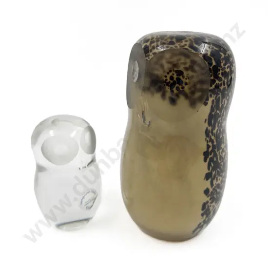 Two Wedgwood Art Glass Owls