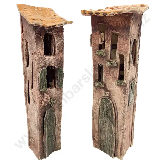 Pair of Colleen De Vere Architectural Pottery Sculptures