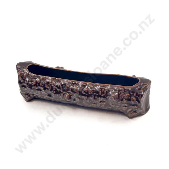 Glazed Pottery Log Form Flower Trough