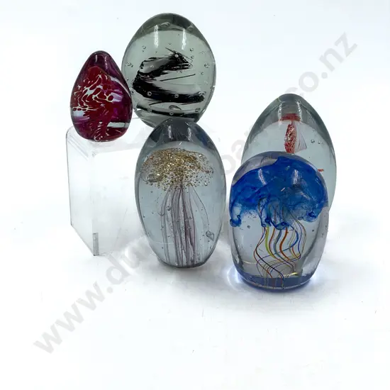 Five Assorted Art Glass Paperweights