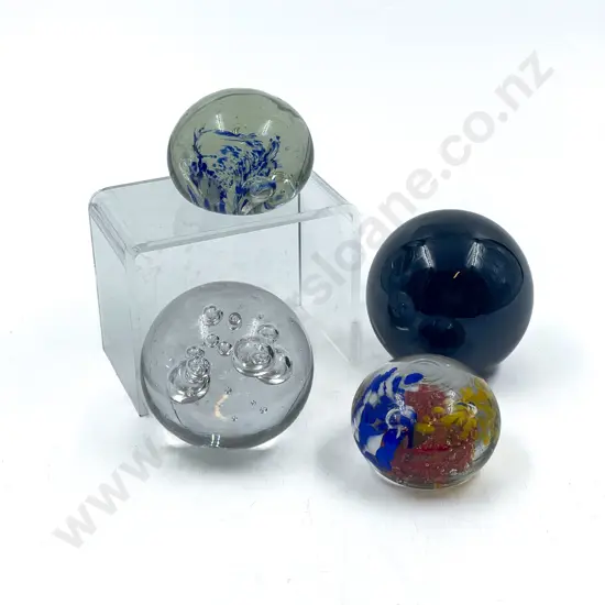 Four Assorted Art Glass Paper Weights