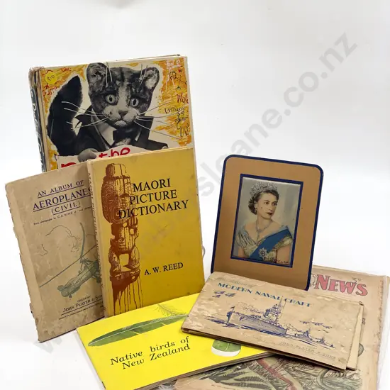 Small Qty of Assorted Vintage including Cig. Card Albums and World News