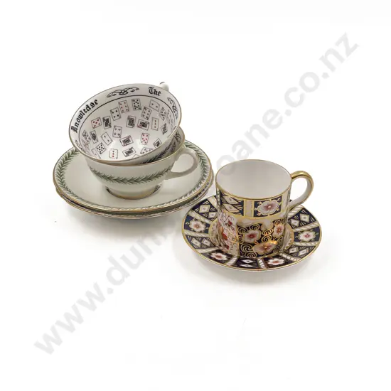 Two Aynsley Fortune Telling Cup and Saucer with RDC Coffee Cup and Saucer