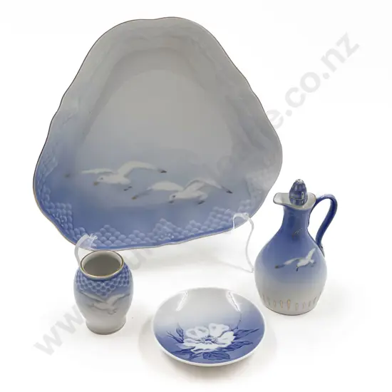 B&G Triangular Tray with Two Other B&G Pieces and Royal Copenhagen Dish