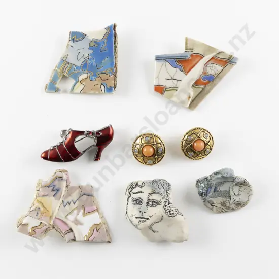 Five Ceramic Brooches