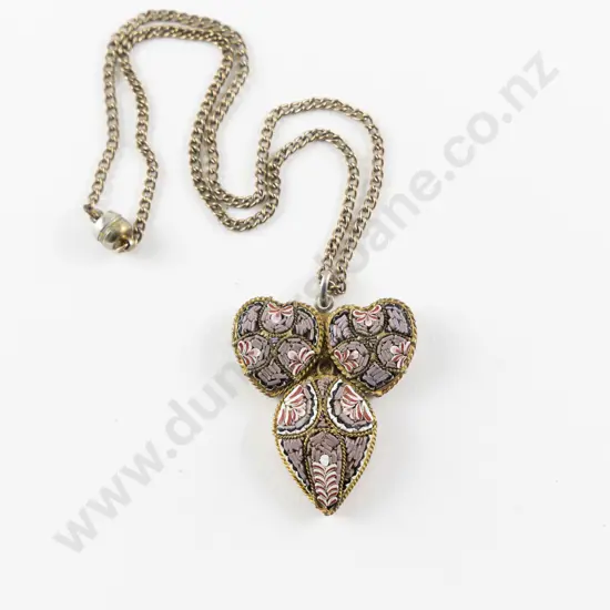 Italian Triple Section Mosaic Pendant on Silver Back