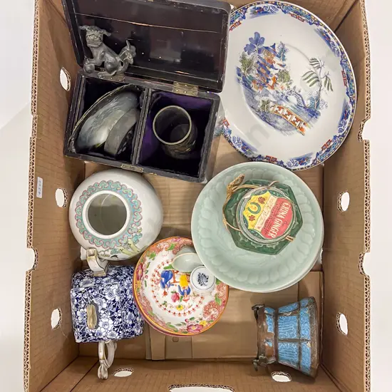 Qty of Assorted Including Celadon Glazed Plates Together with Shells etc