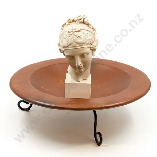Resin Bust of Classical Figure Together With Saska Pottery Bowl on Stand