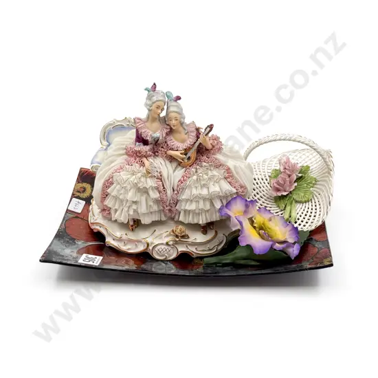 Dresden Group Figure Together With Capodimonte Flower Etc