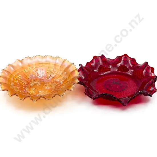 Carnival Glass Dish and Ruby Glass Dish