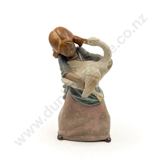 Lladro Stoneware Figure of Girl and Goose (Repair)