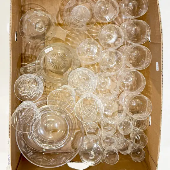 Qty of Assorted Etched Glassware and Crystal