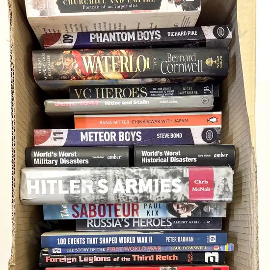 Box of Assorted War Reference Volumes