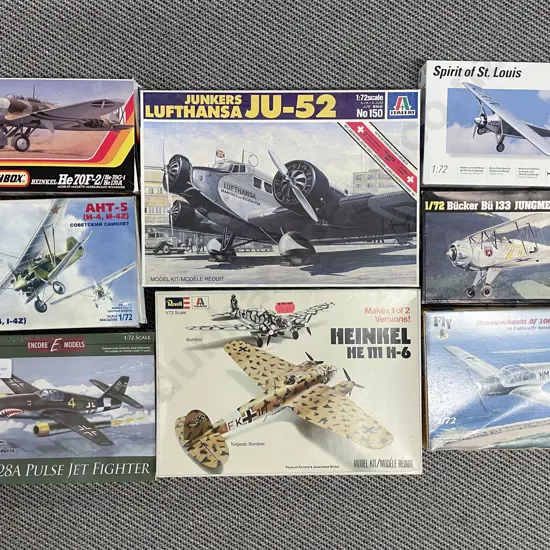 Eight Vintage Model Plane Kits (opened)