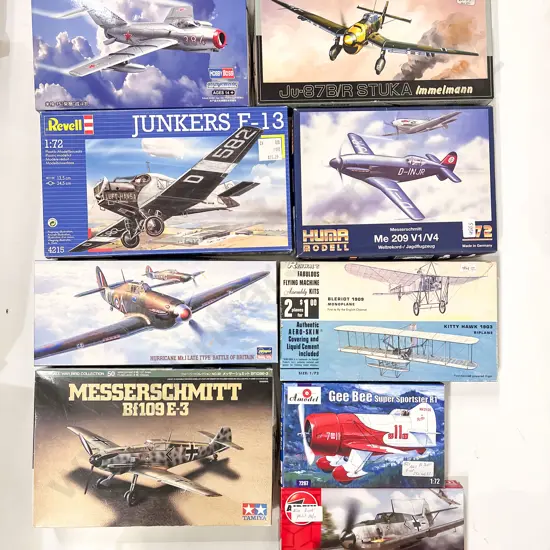 Nine Vintage Model Plane Kits (opened)