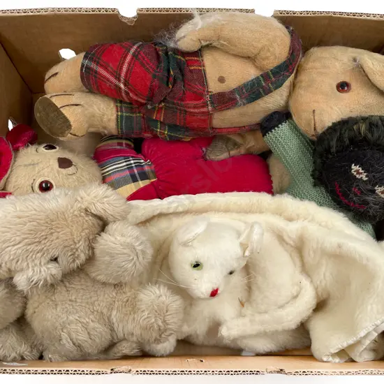 Vintage Pedigree Teddy Bear Toys and Cat Cot Blanket