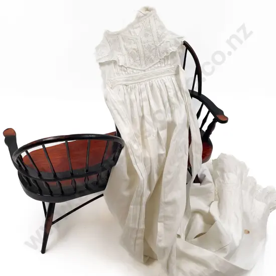 Doll Chair and Vintage Baby Cot Gown