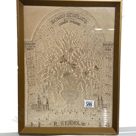 Signed & Dated 1925 Lace Commemorative Panel