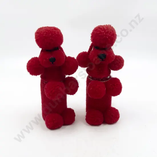 Pair Vintage Hand Crafted Poodle Bottle Covers
