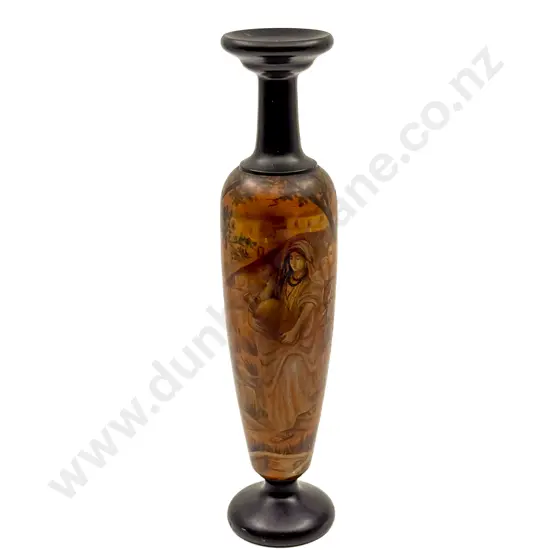 Decorative Hand Painted Turned Wood Vase