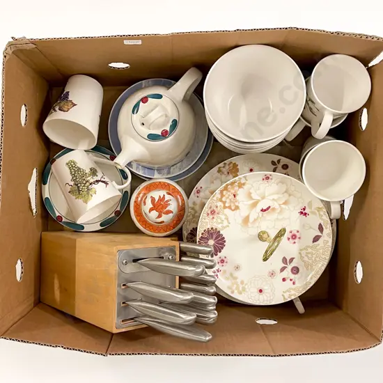 Qty of Assorted China together With Knife Block