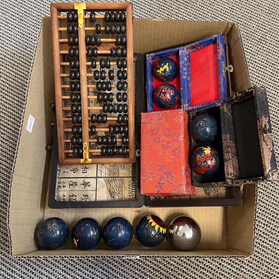 Cased Abacus Together with Assorted Meditation Balls