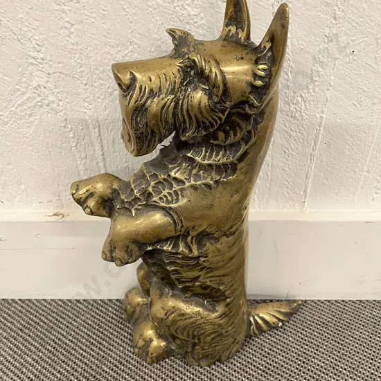 Brass Dog Form Fire Tidy Set