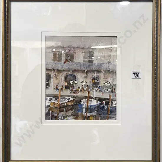 G R Smith - Dockside Cafe Scene - Watercolour