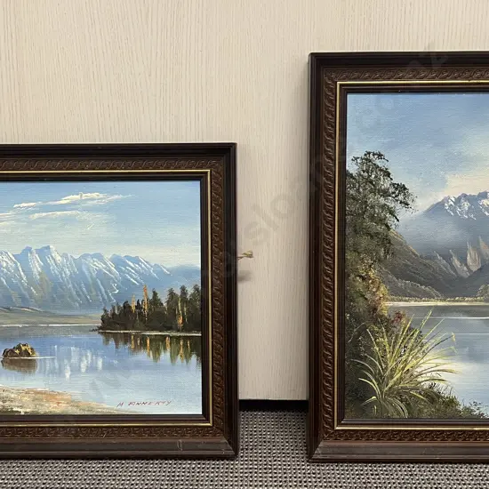 M Finnerty - Pair Southern Lake Scenes - Oil on Board