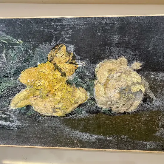 After Manet - Yellow Roses - Reproduction Print Laid On Canvas