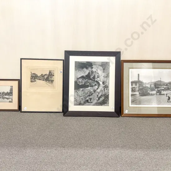 Three Assorted Photographic Prints Together with Etching