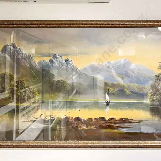 T A Wilson - Colonial Lake Scene - Pastel on Paper