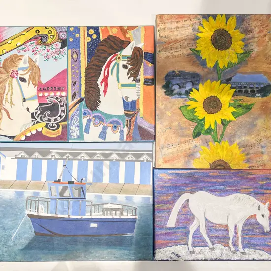 Five Assorted Oil on Canvas Works