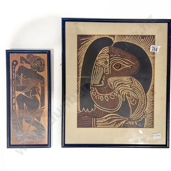 Joyce Davis Framed Woodblock & Other