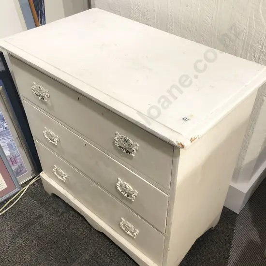 White Painted Colonial Three Drawer Chest