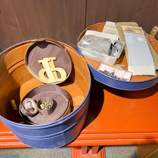 Tin Hat Box with Collar Box & Assorted