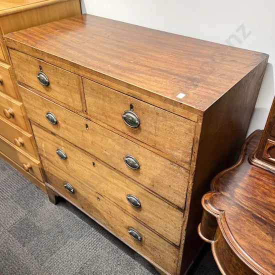 Regency Mahogany Flat Front Four Drawer Chest (faded)
