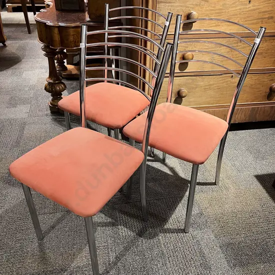 Three Chrome Dining Chairs