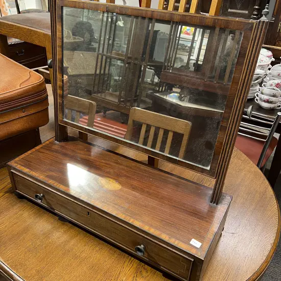 Geo III Mahogany Inlaid and Crossbanded Swing Toilet Mirror