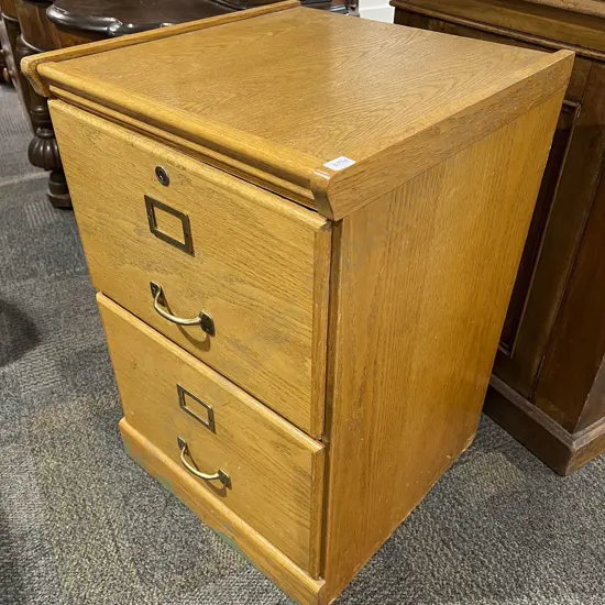 Oak Two Drawer Filing Cabinet