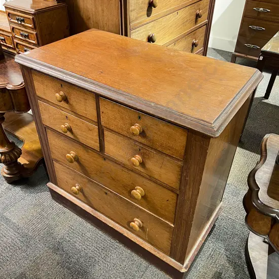 Mid C19th Cherry Wood Flat Front Six Drawer Chest