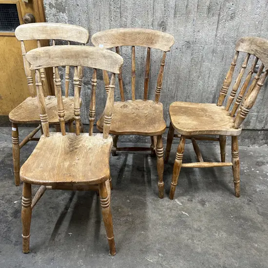 Four Country Kitchen Stick Back Chairs