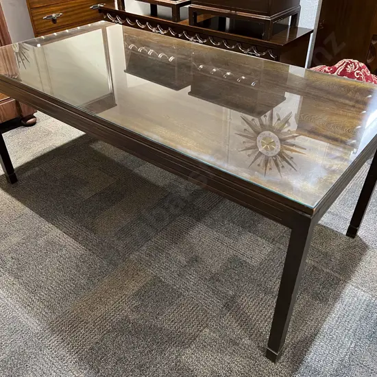 Oak Dining Table with Glass Top