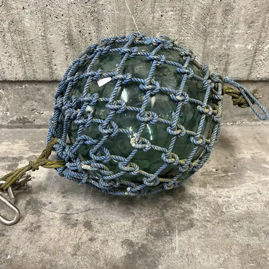 Vintage Blue Glass Rope Bound Bouy